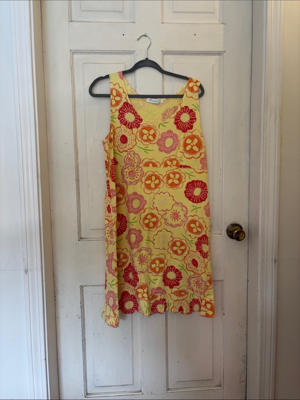fresh produce Yellow Floral Sleeveless A-Line Dress